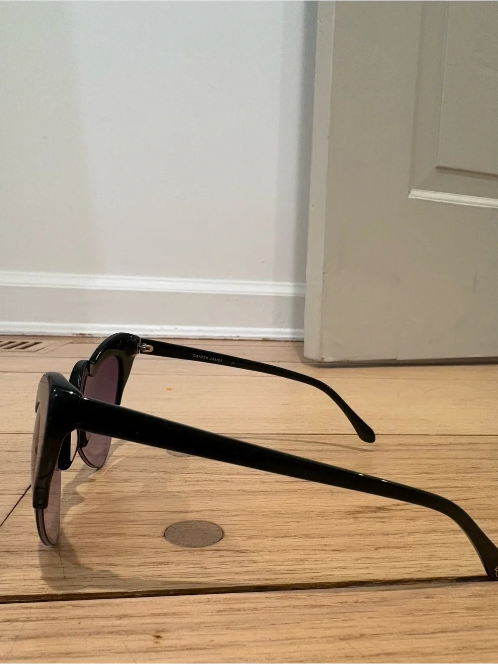 Draper James Black Frame Purple Lens Heart Sunglasses